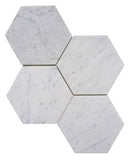 Carrara White Marble Polished 6" Hexagon Tile