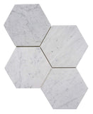 Carrara White Marble Honed 6" Hexagon Tile
