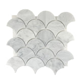 Carrara White Marble Polished 3" Fan Mosaic Tile