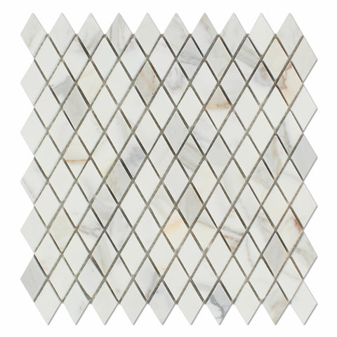 Calacatta Gold Marble Honed 1" Diamond Mosaic Tile - American Tile Depot - Commercial and Residential (Interior & Exterior), Indoor, Outdoor, Shower, Backsplash, Bathroom, Kitchen, Deck & Patio, Decorative, Floor, Wall, Ceiling, Powder Room - 1