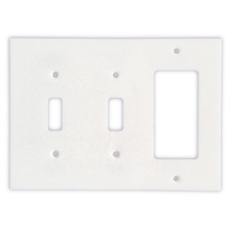 Thassos White Marble Double Toggle Rocker Switch Wall Plate / Switch Plate-Honed