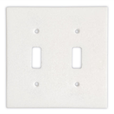 Thassos White Marble Double Toggle Switch Wall Plate / Switch Plate-Honed