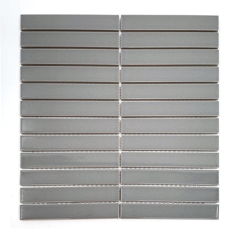 Gio Gray Glossy 1" X 6" Stacked Linear Porcelain Mosaic Tile