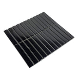 Gio Black Glossy 1" X 6" Stacked Linear Porcelain Mosaic Tile