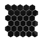 Gio Black Glossy 2" Hexagon Porcelain Mosaic Tile