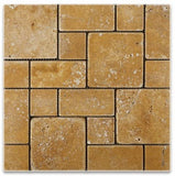 Gold / Yellow Travertine 3-Pieced Mini-Pattern Tumbled Mosaic Tile