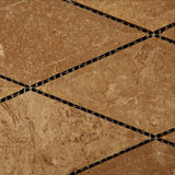 3 X 6 Noce Travertine Diamond / Rhomboid Honed & Beveled Mosaic Tile