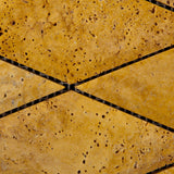 3 X 6 Gold / Yellow Travertine Diamond / Rhomboid Honed & Beveled Mosaic Tile