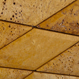 3 X 6 Gold / Yellow Travertine Diamond / Rhomboid Honed & Beveled Mosaic Tile - American Tile Depot - Shower, Backsplash, Bathroom, Kitchen, Deck & Patio, Decorative, Floor, Wall, Ceiling, Powder Room, Indoor, Outdoor, Commercial, Residential, Interior, Exterior