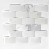 2 X 4 Oriental White / Asian Statuary Marble Round-Faced (CNC-Arched / Wavy) Honed Brick Mosaic Tile