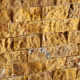 1 X 2 Gold / Yellow Travertine Split-Faced Brick Mosaic Tile