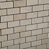 Crema Marfil Marble Honed Baby Brick Mosaic Tile - American Tile Depot - Commercial and Residential (Interior & Exterior), Indoor, Outdoor, Shower, Backsplash, Bathroom, Kitchen, Deck & Patio, Decorative, Floor, Wall, Ceiling, Powder Room - 3