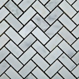 Carrara White Marble Polished Mini Herringbone Mosaic Tile - American Tile Depot - Commercial and Residential (Interior & Exterior), Indoor, Outdoor, Shower, Backsplash, Bathroom, Kitchen, Deck & Patio, Decorative, Floor, Wall, Ceiling, Powder Room - 2