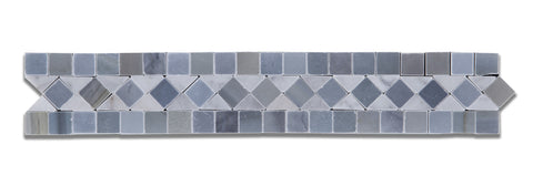 Carrara White Marble Honed BIAS Border Listello w/ Blue-Gray Dots - American Tile Depot - Commercial and Residential (Interior & Exterior), Indoor, Outdoor, Shower, Backsplash, Bathroom, Kitchen, Deck & Patio, Decorative, Floor, Wall, Ceiling, Powder Room - 1