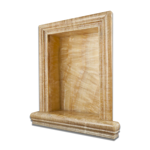 Honey Onyx Hand-Made Custom Shampoo Niche / Shelf - LARGE - Polished - American Tile Depot - Commercial and Residential (Interior & Exterior), Indoor, Outdoor, Shower, Backsplash, Bathroom, Kitchen, Deck & Patio, Decorative, Floor, Wall, Ceiling, Powder Room - 1