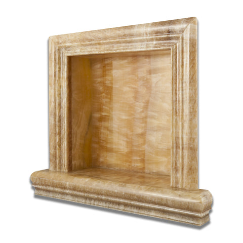 Honey Onyx Hand-Made Custom Shampoo Niche / Shelf - SMALL - Polished - American Tile Depot - Commercial and Residential (Interior & Exterior), Indoor, Outdoor, Shower, Backsplash, Bathroom, Kitchen, Deck & Patio, Decorative, Floor, Wall, Ceiling, Powder Room - 1
