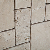 Ivory Travertine 3-Pieced Mini-Pattern Tumbled Mosaic Tile - American Tile Depot - Commercial and Residential (Interior & Exterior), Indoor, Outdoor, Shower, Backsplash, Bathroom, Kitchen, Deck & Patio, Decorative, Floor, Wall, Ceiling, Powder Room - 2