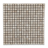 5/8 X 5/8 Ivory Travertine Tumbled Mosaic Tile