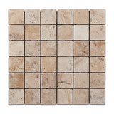 2 X 2 Philadelphia Travertine Tumbled Mosaic Tile - American Tile Depot - Shower, Backsplash, Bathroom, Kitchen, Deck & Patio, Decorative, Floor, Wall, Ceiling, Powder Room, Indoor, Outdoor, Commercial, Residential, Interior, Exterior