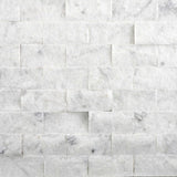 1 X 2 Oriental White / Asian Statuary Marble Split-Faced Mosaic Tile