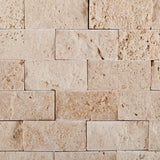 1 X 2 Ivory Travertine Split-Faced Brick Mosaic Tile