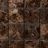 2 X 2 Emperador Dark Marble Polished Mosaic Tile - American Tile Depot - Shower, Backsplash, Bathroom, Kitchen, Deck & Patio, Decorative, Floor, Wall, Ceiling, Powder Room, Indoor, Outdoor, Commercial, Residential, Interior, Exterior