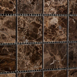 2 X 2 Emperador Dark Marble Polished Mosaic Tile - American Tile Depot - Shower, Backsplash, Bathroom, Kitchen, Deck & Patio, Decorative, Floor, Wall, Ceiling, Powder Room, Indoor, Outdoor, Commercial, Residential, Interior, Exterior