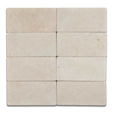 3 X 6 Crema Marfil Marble Tumbled Subway Brick Field Tile - American Tile Depot - Shower, Backsplash, Bathroom, Kitchen, Deck & Patio, Decorative, Floor, Wall, Ceiling, Powder Room, Indoor, Outdoor, Commercial, Residential, Interior, Exterior