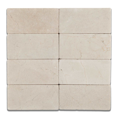3 X 6 Crema Marfil Marble Tumbled Subway Brick Field Tile