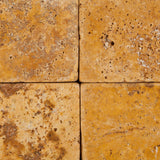 3 X 6 Gold / Yellow Travertine Tumbled Subway Brick Field Tile - American Tile Depot - Shower, Backsplash, Bathroom, Kitchen, Deck & Patio, Decorative, Floor, Wall, Ceiling, Powder Room, Indoor, Outdoor, Commercial, Residential, Interior, Exterior