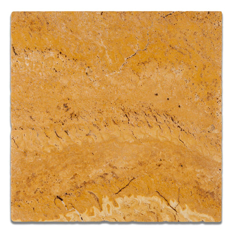 12 X 12 Gold / Yellow Travertine Tumbled Field Tile - American Tile Depot - Shower, Backsplash, Bathroom, Kitchen, Deck & Patio, Decorative, Floor, Wall, Ceiling, Powder Room, Indoor, Outdoor, Commercial, Residential, Interior, Exterior