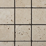 2 X 2 Ivory Travertine Tumbled Mosaic Tile