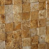 1 X 1 Gold / Yellow Travertine Split-Faced Mosaic Tile - American Tile Depot - Shower, Backsplash, Bathroom, Kitchen, Deck & Patio, Decorative, Floor, Wall, Ceiling, Powder Room, Indoor, Outdoor, Commercial, Residential, Interior, Exterior