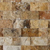 1 X 2 Scabos Travertine Split-Faced Brick Mosaic Tile - American Tile Depot - Shower, Backsplash, Bathroom, Kitchen, Deck & Patio, Decorative, Floor, Wall, Ceiling, Powder Room, Indoor, Outdoor, Commercial, Residential, Interior, Exterior