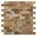 1 X 2 Scabos Travertine Split-Faced Brick Mosaic Tile