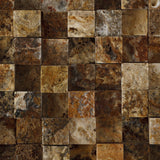 1 X 1 Scabos Travertine HI-LOW Split-Faced Mosaic Tile - American Tile Depot - Shower, Backsplash, Bathroom, Kitchen, Deck & Patio, Decorative, Floor, Wall, Ceiling, Powder Room, Indoor, Outdoor, Commercial, Residential, Interior, Exterior