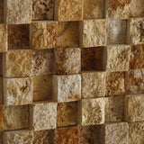 1 X 1 Gold / Yellow Travertine HI-LOW Split-Faced Mosaic Tile