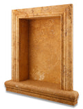 Gold / Yellow Travertine Hand-Made Custom Shampoo Niche / Shelf - LARGE - Honed - American Tile Depot - Commercial and Residential (Interior & Exterior), Indoor, Outdoor, Shower, Backsplash, Bathroom, Kitchen, Deck & Patio, Decorative, Floor, Wall, Ceiling, Powder Room - 1