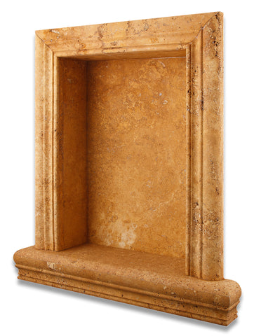 Gold / Yellow Travertine Hand-Made Custom Shampoo Niche / Shelf - LARGE - Honed - American Tile Depot - Commercial and Residential (Interior & Exterior), Indoor, Outdoor, Shower, Backsplash, Bathroom, Kitchen, Deck & Patio, Decorative, Floor, Wall, Ceiling, Powder Room - 1