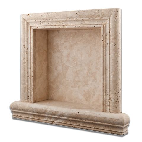 Ivory Travertine Hand-Made Custom Shampoo Niche / Shelf - SMALL - Honed - American Tile Depot - Commercial and Residential (Interior & Exterior), Indoor, Outdoor, Shower, Backsplash, Bathroom, Kitchen, Deck & Patio, Decorative, Floor, Wall, Ceiling, Powder Room - 1