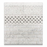 Carrara White Marble Honed Stanza Basketweave Mosaic Tile w/ Black Dots