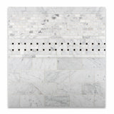 Carrara White Marble Polished Basketweave Mosaic Tile w/ Black Dots