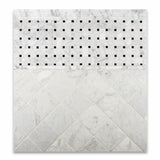 Carrara White Marble Honed Basketweave Mosaic Tile w/ Black Dots