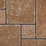 Noce Travertine 4-Pieced OPUS Mini-Pattern Tumbled Mosaic Tile