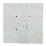 4 X 4 Carrara White Marble Tumbled Field Tile