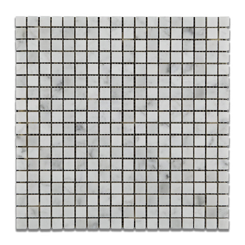 5/8 X 5/8 Carrara White Marble Honed Mosaic Tile - American Tile Depot - Commercial and Residential (Interior & Exterior), Indoor, Outdoor, Shower, Backsplash, Bathroom, Kitchen, Deck & Patio, Decorative, Floor, Wall, Ceiling, Powder Room - 1