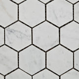 Carrara White Marble Honed 2" Hexagon Mosaic Tile - American Tile Depot - Commercial and Residential (Interior & Exterior), Indoor, Outdoor, Shower, Backsplash, Bathroom, Kitchen, Deck & Patio, Decorative, Floor, Wall, Ceiling, Powder Room - 2