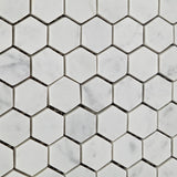 Carrara White Marble Honed 1" Mini Hexagon Mosaic Tile - American Tile Depot - Commercial and Residential (Interior & Exterior), Indoor, Outdoor, Shower, Backsplash, Bathroom, Kitchen, Deck & Patio, Decorative, Floor, Wall, Ceiling, Powder Room - 3