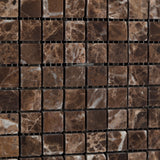 5/8 X 5/8 Emperador Dark Marble Tumbled Mosaic Tile