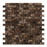 Emperador Dark Marble Polished Baby Brick Mosaic Tile